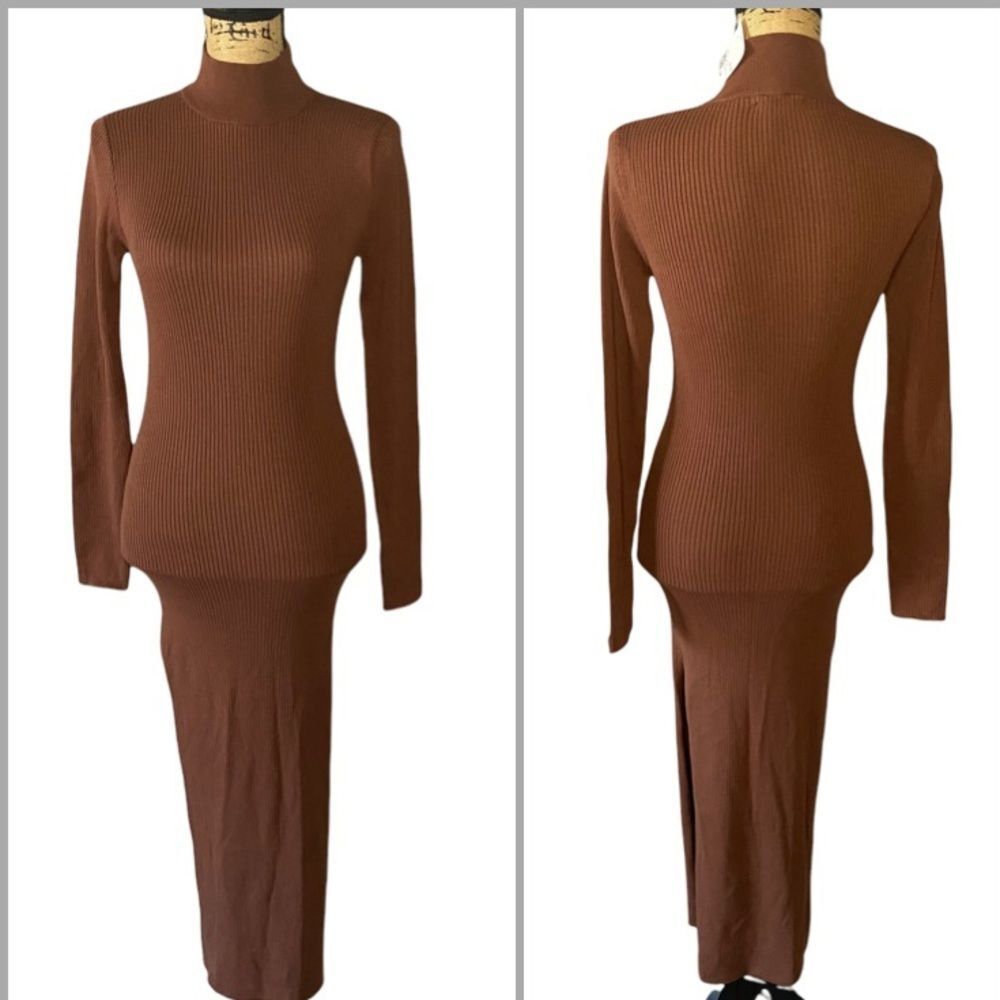 FOREVER 21 Mock Neck Ribbed Knit Dress